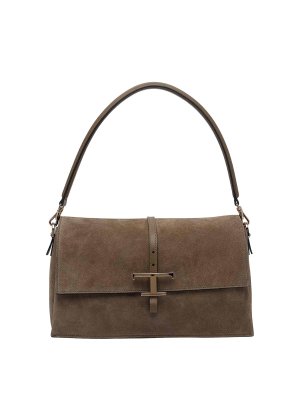 TOD'S: shoulder bags - Flap T-Timeless Suede Small Shoulder Bag