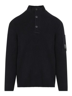 C.P. COMPANY: crew necks - Cp Company Full Rib Half Button Crewneck