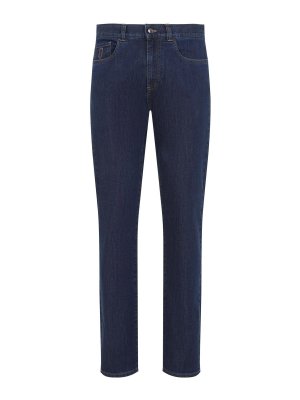 CANALI: jeans dritti, a sigaretta - Jeans in denim 5 tasche