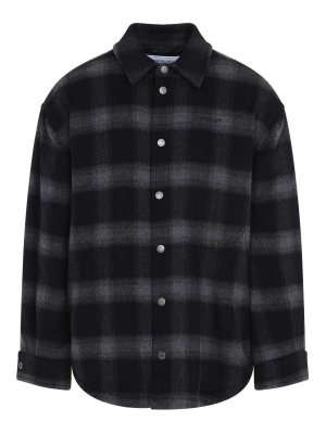 OFF-WHITE: padded coats - Off-White Flannel Wool Overshirt Padded Coat