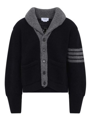THOM BROWNE: cardigan - 65 Cardigan con colletto in jersey