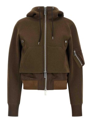 Sacai: Bomberjacken - Bomberjacke - Braun