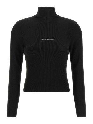 ALEXANDER WANG: crew necks - Ribbed Sweater With Logo