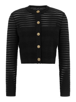 Balmain: cardigans - Semi-Transparent Stripes Cardigan