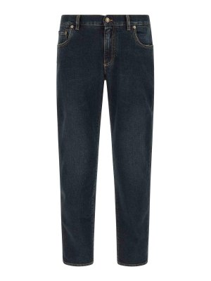 DOLCE & GABBANA: straight leg jeans - Logo Plaque Jeans