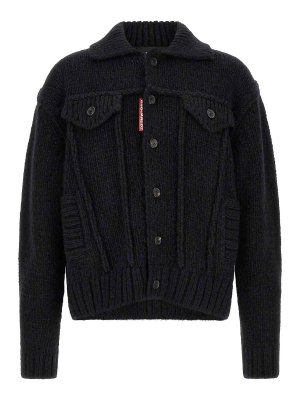 DSQUARED2: cardigans - Logo Patch Cardigan