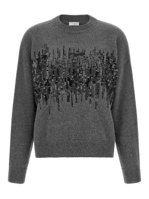 PESERICO: Strickpullover mit Rundhalsausschnitt - Rundhalspullover - Grau