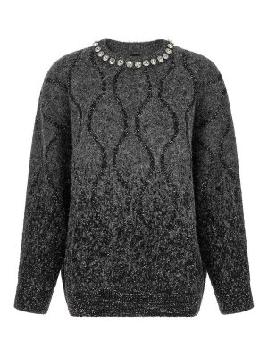 MULBERRY: Strickpullover mit Rundhalsausschnitt - Rundhalspullover - Grau