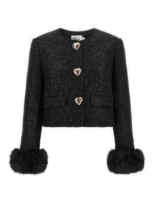 Self Portrait: Fur & Shearling Coats - Boucl Fur Jacket