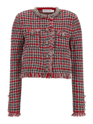 Self Portrait: giacche casual - Giacca in maglia con frange