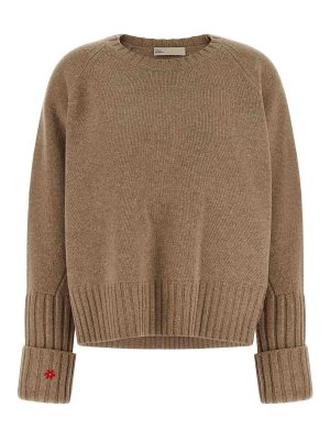 TORY BURCH: Strickpullover mit Rundhalsausschnitt - Rundhalspullover - Beige