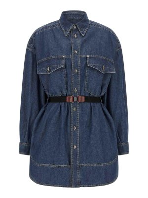 VERSACE: knee length dresses - Chambray Denim Dress