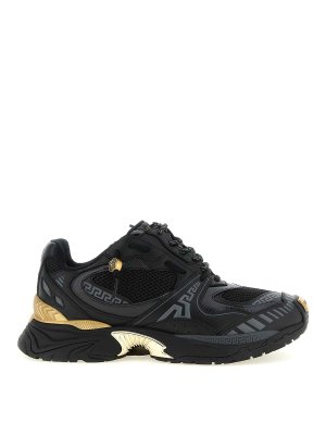 VERSACE: sneakers - Sneaker In Mesh E Pelle