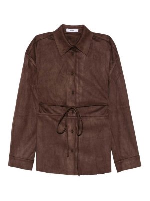 ELEH: shirts - Oversized Dark Brown Faux-Suede Shirt