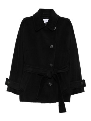 MARELLA: short coats - Short Black Virgin Wool Coat