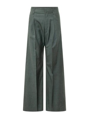 VICTORIA BECKHAM: Tailored & Formal trousers - Ethel Dark Green Tailored Wool Trousers