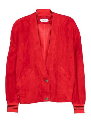 VERSACE: Manteaux en cuir - Manteau En Cuir - Rouge