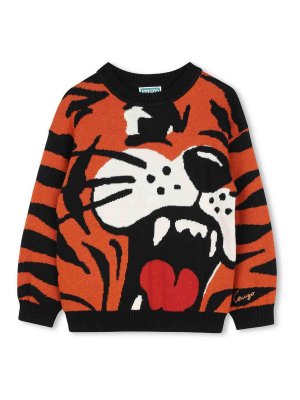 KENZO: crew necks - Pullover with tiger motif