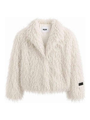 M.S.G.M. KIDS: Fourrure - Manteau En Fourrure - Crème