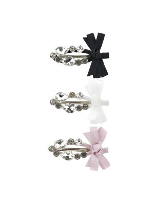 MONNALISA: hair accessories - Set Of 3 Clasps With Crystals