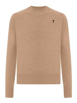 AMI PARIS: crew necks - Crewneck Sweater Ami De Coeur In Merino Wool