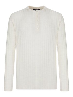 AMIRI: maglia collo rotondo - Maglione Henley a maniche lunghe a coste
