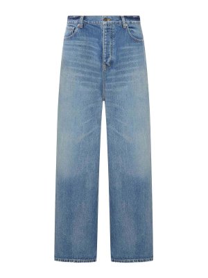 BALENCIAGA: bootcut jeans - Dark Blue Organic Denim Baggy Jeans