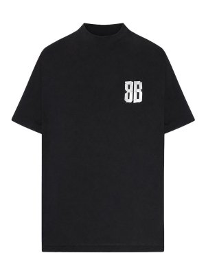 BALENCIAGA: t-shirts - Glitter Tape T-Shirt  Loose Fit