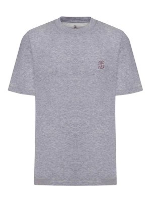 BRUNELLO CUCINELLI: t-shirts - Cotton T-Shirt With Contrasting Logo Print
