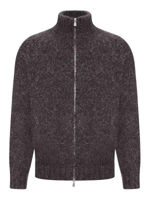 BRUNELLO CUCINELLI: Turtlenecks & Polo necks - Boucle Knit Zip-Up Sweater With High Neck
