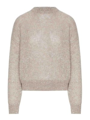 BRUNELLO CUCINELLI: crew necks - Lurex Yarn Sweater With Sequins
