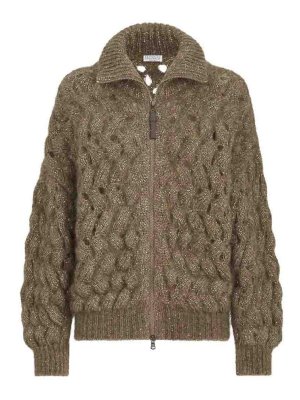 BRUNELLO CUCINELLI: カーディガン - カーディガン - ブラウン