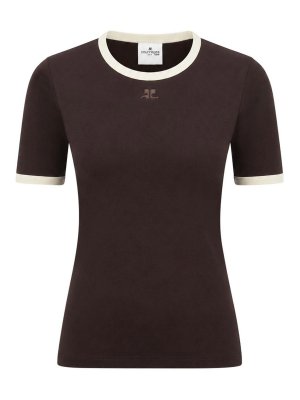 Courreges: t-shirts - T-Shirt With Contrasting Trim