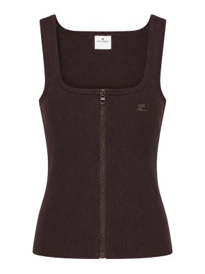 Courreges: Top e canotte - Canotta a coste stile anni '90 con cerniera