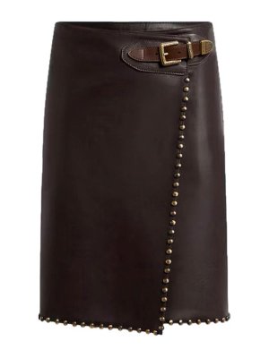 ETRO: Faldas de cuero - Falda De Cuero - Marrón