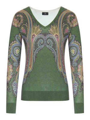 ETRO: Strickpullover mit Rundhalsausschnitt - Rundhalspullover - Grün