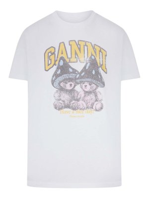GANNI: T-shirts - T-Shirt - Blanc