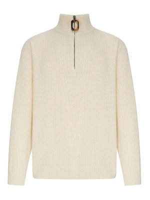 J.W. ANDERSON: Turtlenecks & Polo necks - Ribbed Sweater With High Neck And Zip