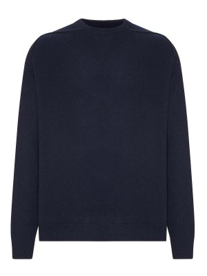 Maison Margiela: Strickpullover mit Rundhalsausschnitt - Rundhalspullover - Blau