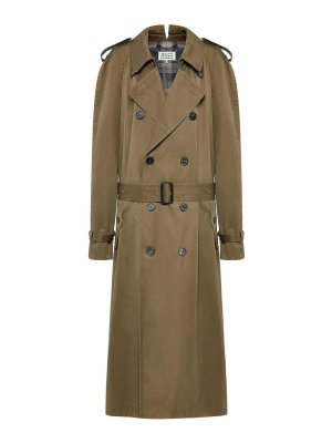 Maison Margiela: cappotti trench - Trench lungo doppiopetto in cotone