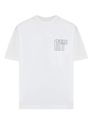 OFF-WHITE: t-shirts - T-Shirt With Logo And Arrow Sketch Print