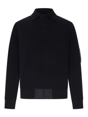 Sacai: polo shirts - Knitted Polo Shirt With Zip Detail