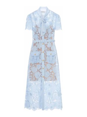 Self Portrait: abiti al ginocchio - Vestito  midi in pizzo con strati sul collo
