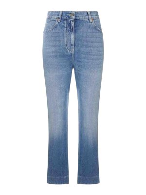 VALENTINO GARAVANI: flared jeans - Light Wash Denim Flared Leg Cropped Jeans