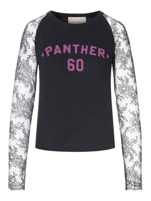 VALENTINO GARAVANI: t-shirts - T-Shirt With Lace Sleeves And Graphic Print
