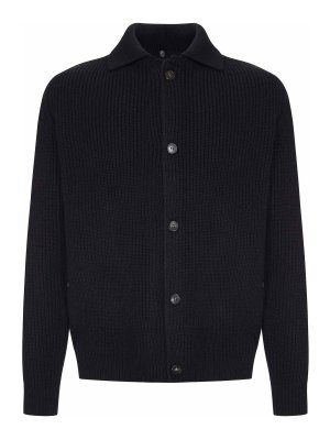 ZANONE: cardigans - Ribbed Knit Cardigan With Collar And Buttons
