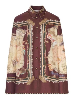 ZIMMERMANN: shirts - Printed Satin Shirt With A Scarf Motif