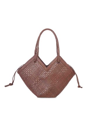 IBELIV: totes bags - Medium Woven Leather Shopper Bag With Handles