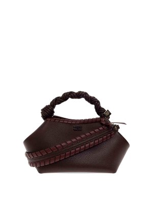 GANNI: shoulder bags - Small Bou Tress Bag In Grained Leather