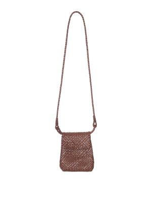 IBELIV: shoulder bags - Woven Leather Shoulder Bag With Flap